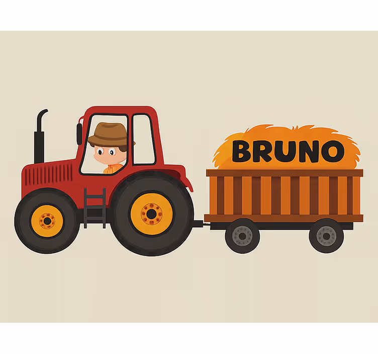 Persiana enrollable infantil diseño de tractor con nombre - TenVinilo