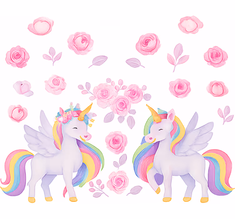 Persiana enrollable infantil unicornio rosa y flores - TenVinilo