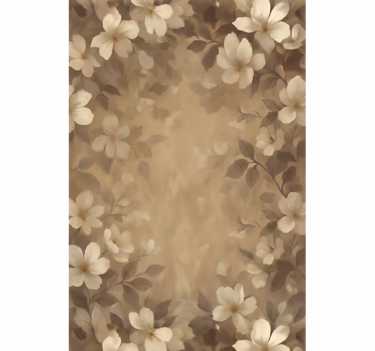 Persiana enrollable salón flores pintadas de beige - TenVinilo