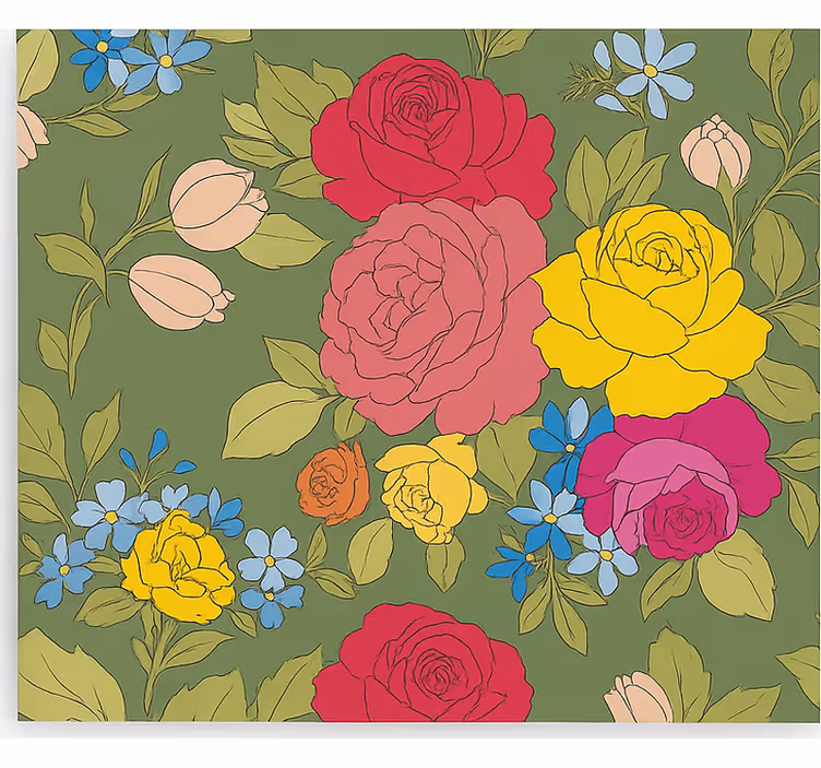 Persiana enrollable para cocina patrón floral de rosas - TenVinilo