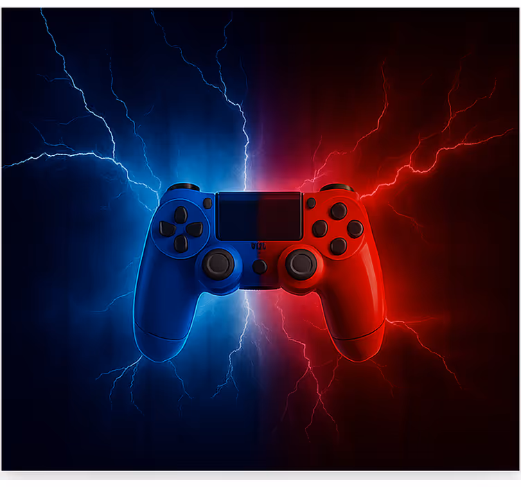 Persiana enrollable geek controlador eléctrico rojo azul - TenVinilo