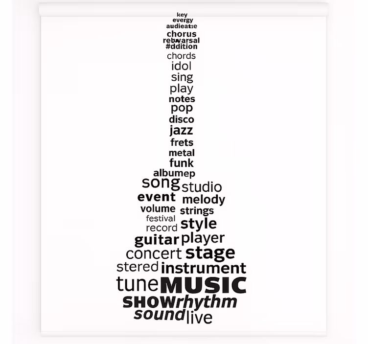 Persiana enrollable juvenil música guitarra palabras - TenVinilo