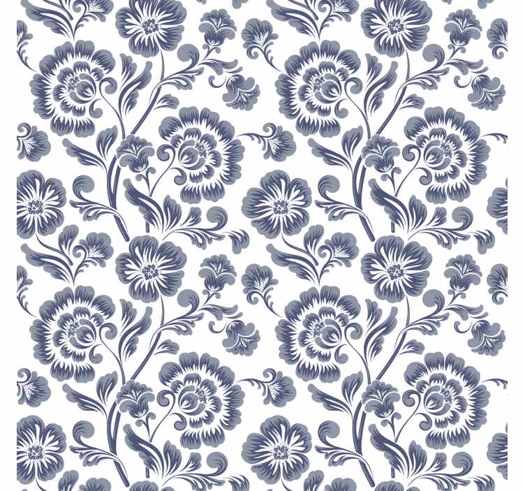 Persiana enrollable para baño flores azules fondo blanco - TenVinilo