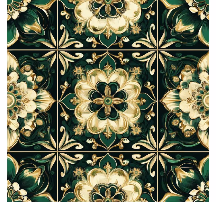 Persiana enrollable para cocina azulejos mosaico botánico - TenVinilo