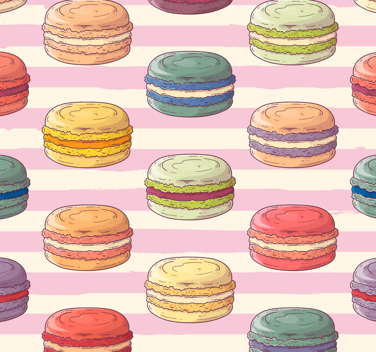 Persiana enrollable para cocina patrón de macarons coloridos - TenVinilo
