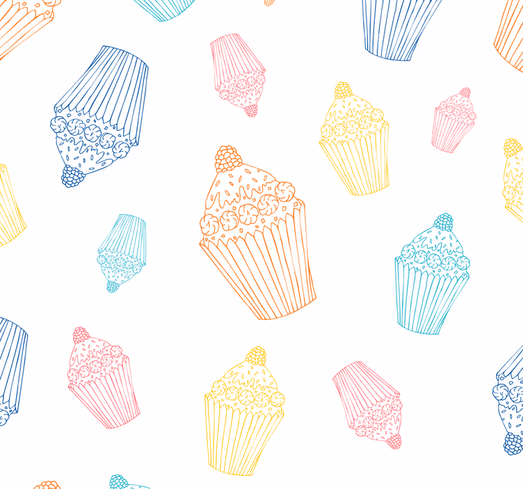 Persiana enrollable para cocina bocetos de cupcake - TenVinilo