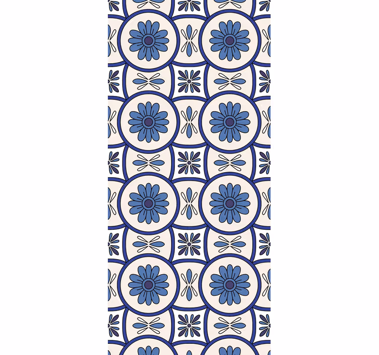 Persiana enrollable para cocina azulejo portugués flor azul - TenVinilo