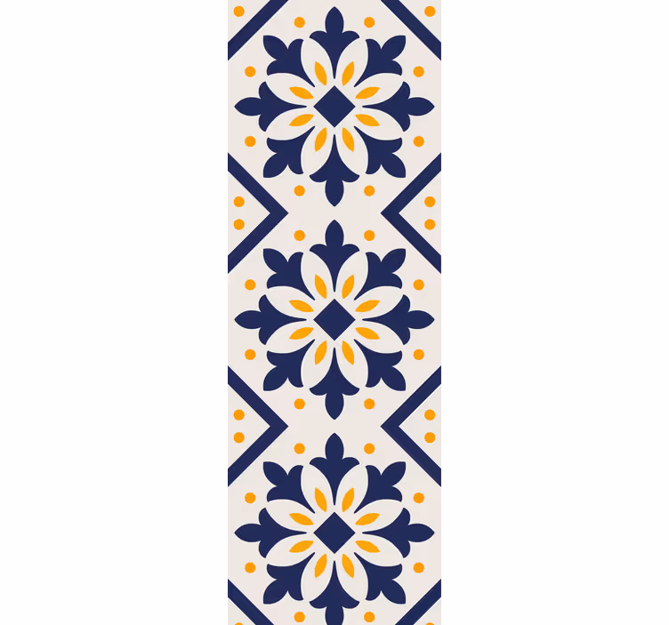 Persiana enrollable para cocina azul con azulejos amarillos - TenVinilo