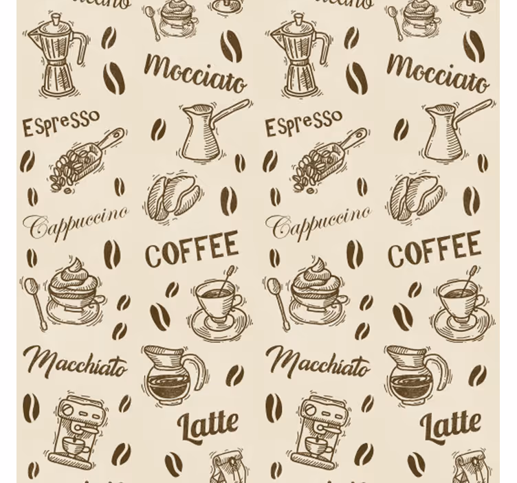 Persiana enrollable para cocina patrones de café 3d - TenVinilo
