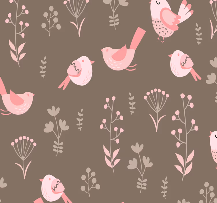 Persiana enrollable para comedor pájaros rosa vintage - TenVinilo