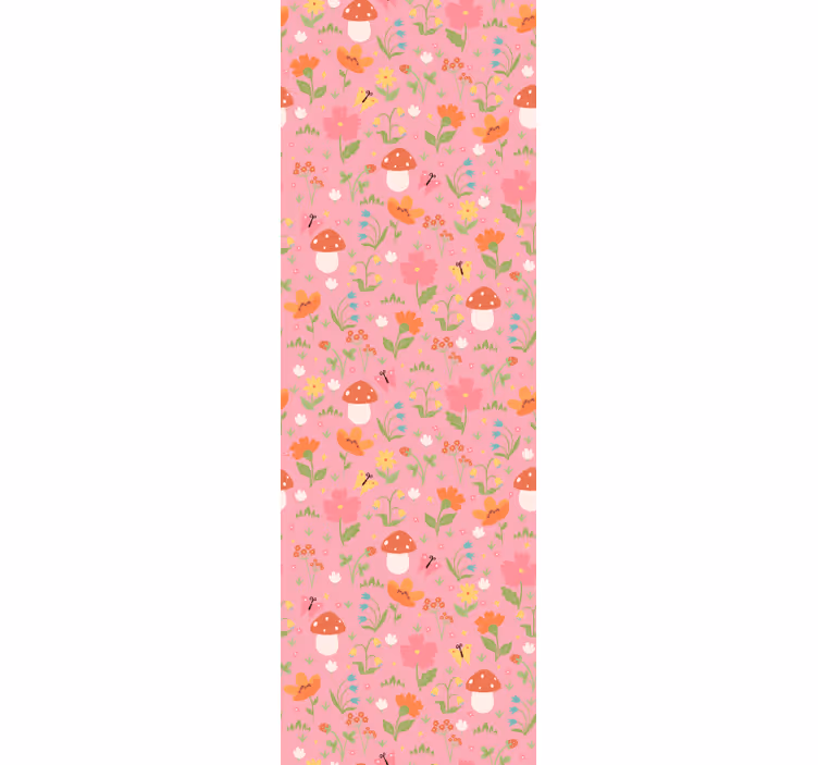 Persiana enrollable infantil con patrón de setas florales - TenVinilo