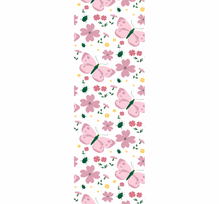 Persiana enrollable infantil patrón de flores y mariposas - TenVinilo