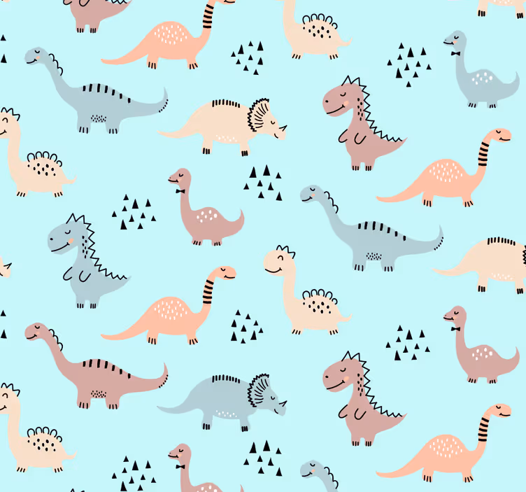 Persiana enrollable infantil fondo azul con dinosaurios - TenVinilo