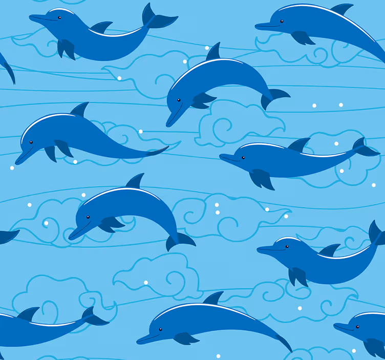 Persiana enrollable infantil cielo con nubes y delfines - TenVinilo