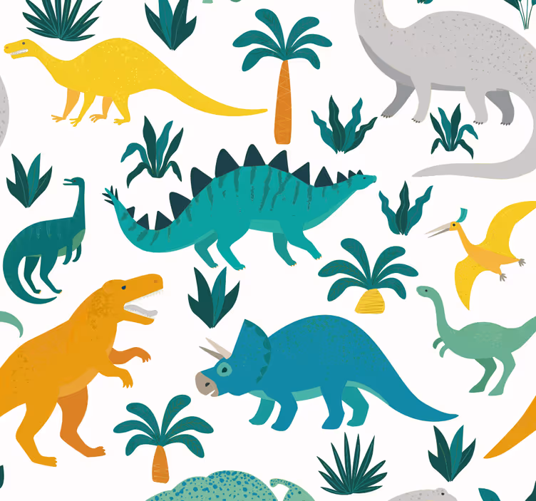 Persiana enrollable infantil dinosaurios con árboles - TenVinilo
