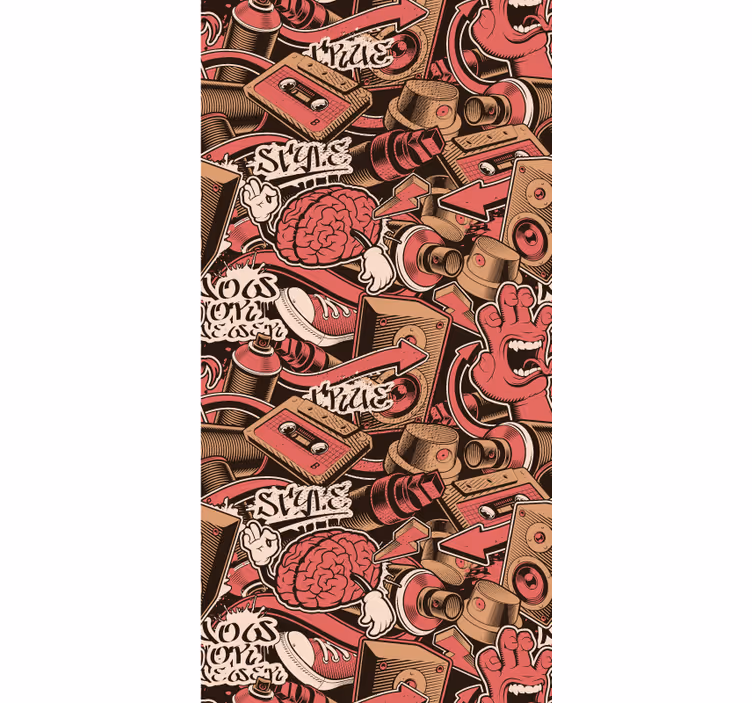Persiana enrollable juvenil trabajo de graffiti rojo - TenVinilo