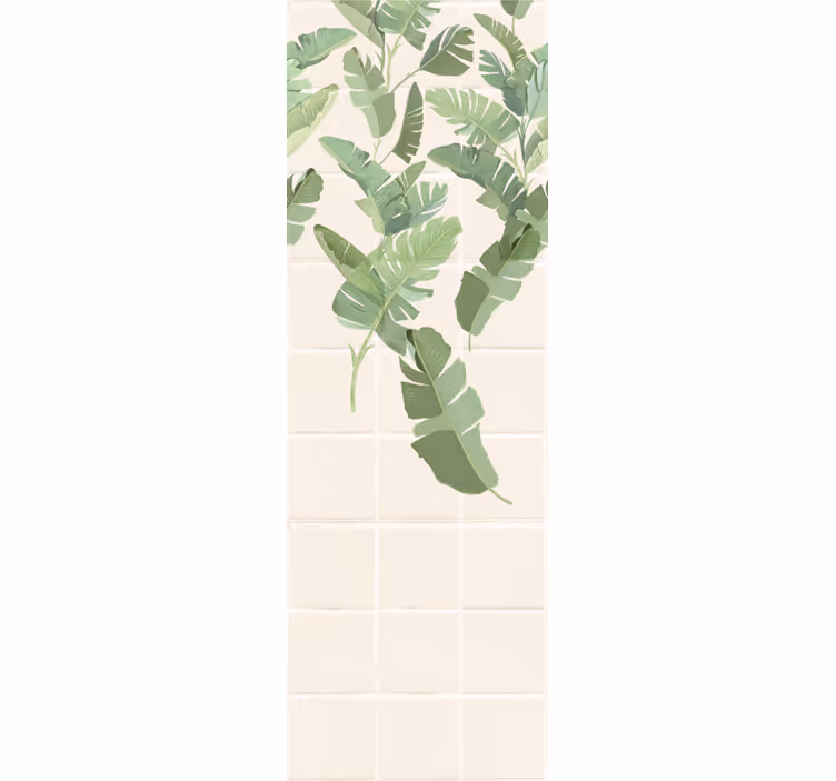 Persiana enrollable moderno azulejos eclécticos con palma - TenVinilo