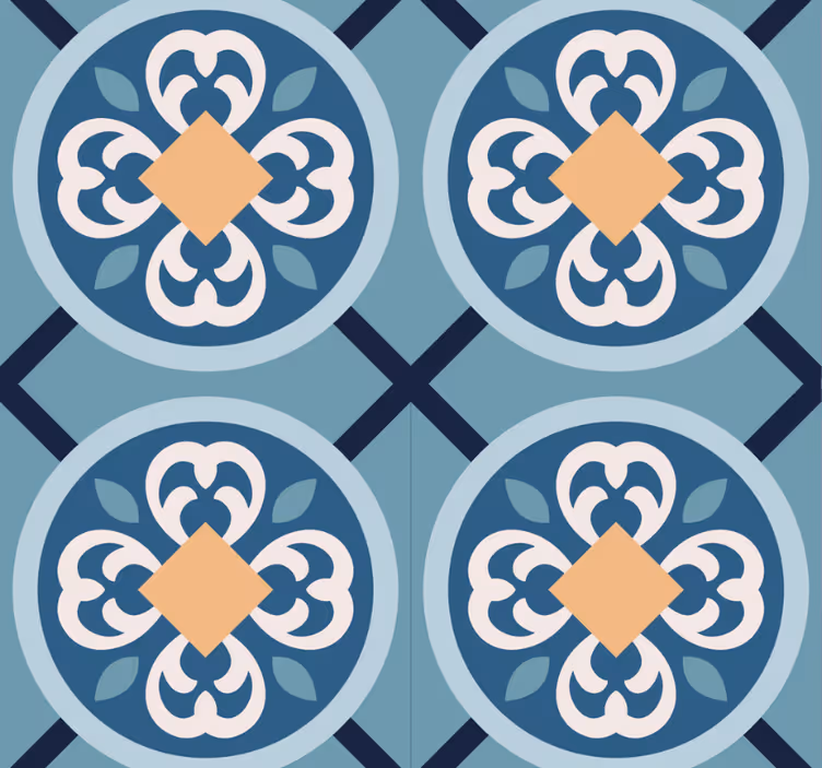 Persiana enrollable moderno azulejo portugués azul marino - TenVinilo