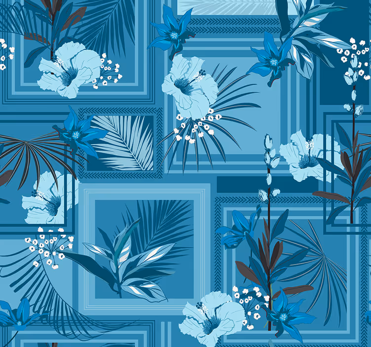 Persiana enrollable para baño flores azules - TenVinilo