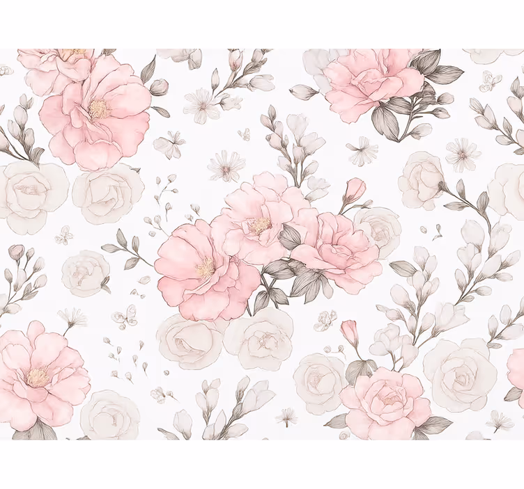 Persiana enrollable rosa diseño floral gris y rosa - TenVinilo