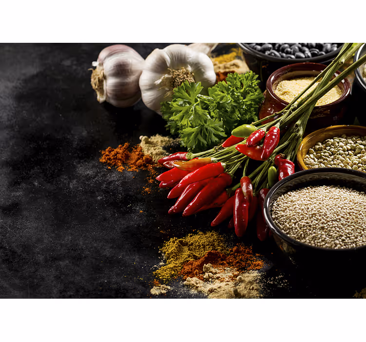 Persiana enrollable para cocina cocinando con especias - TenVinilo