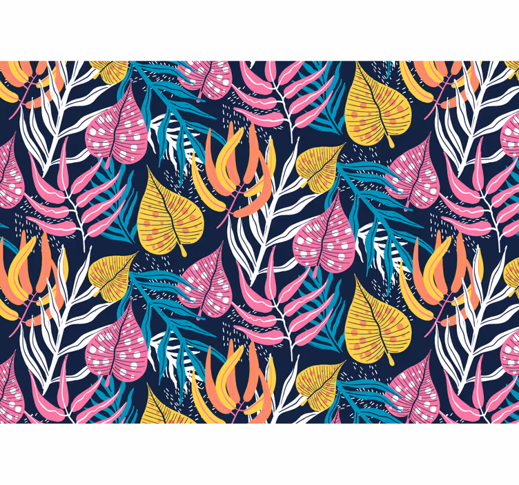 Persiana enrollable para cocina hojas multicolor fondo azul - TenVinilo
