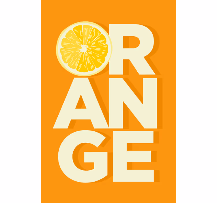 Persiana enrollable para cocina texto naranja en rodajas - TenVinilo