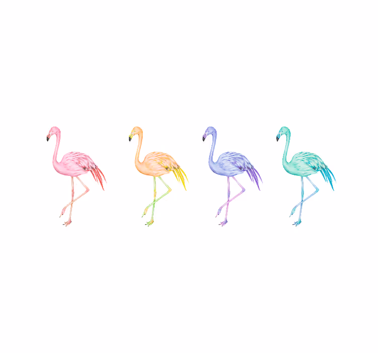 Persiana enrollable blanca flamencos coloridos sin costuras - TenVinilo