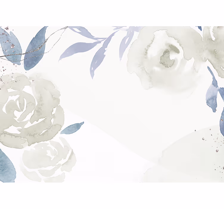 Persiana enrollable blanca ilustración decorativa floral - TenVinilo