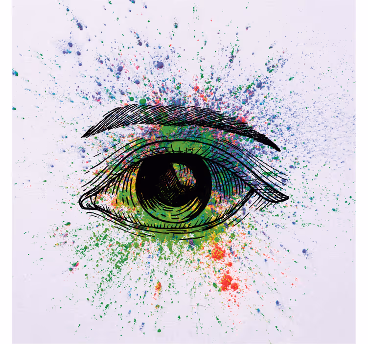 Persiana enrollable salón ojos coloridos abstractos - TenVinilo