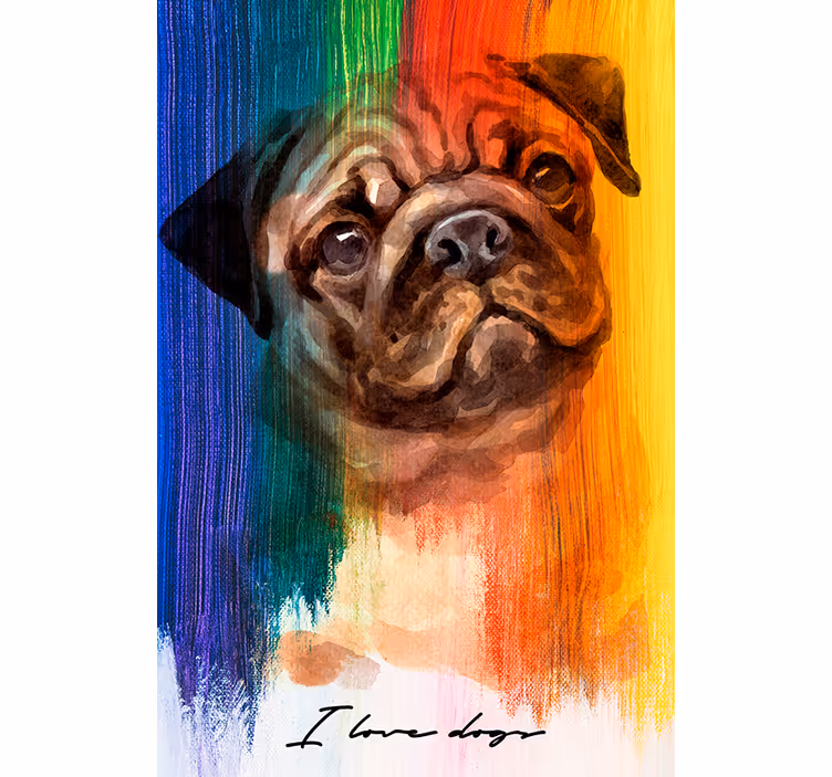 Persiana enrollable salón pug arcoíris - TenVinilo