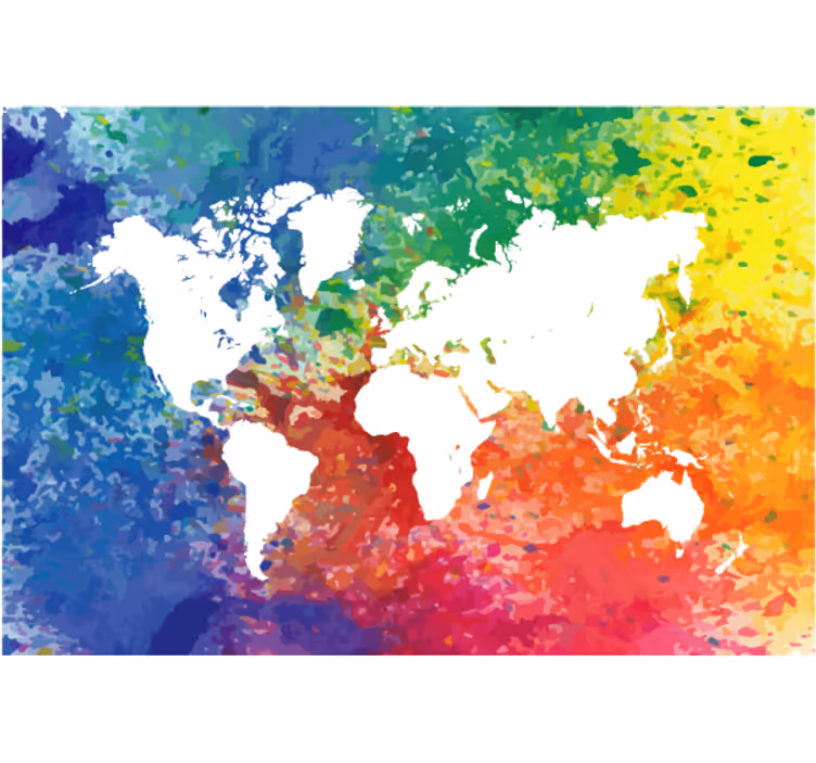 Persiana enrollable salón mapa mundi colorido artístico - TenVinilo