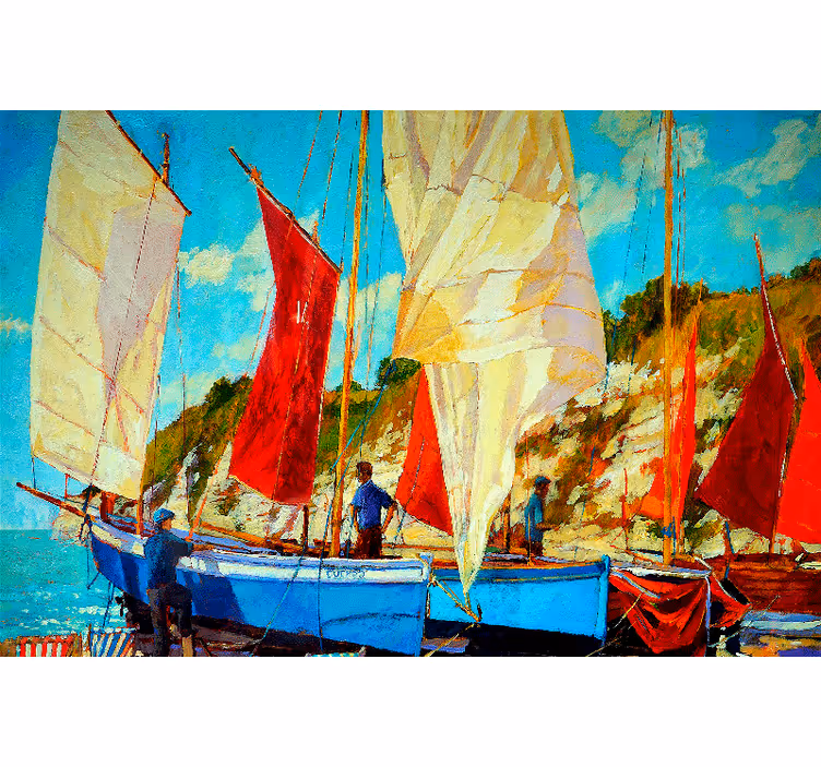 Persiana enrollable salón tres barcos en el agua - TenVinilo