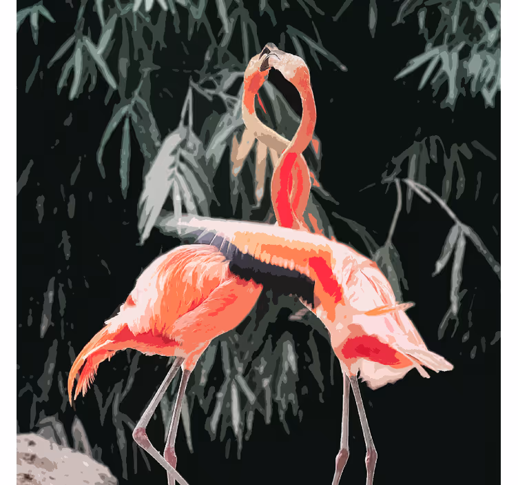 Persiana enrollable salón hermosa imagen de flamencos - TenVinilo