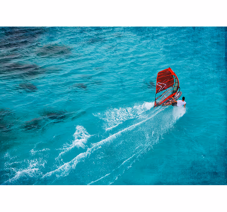 Persiana enrollable azul windsurfista en el agua - TenVinilo