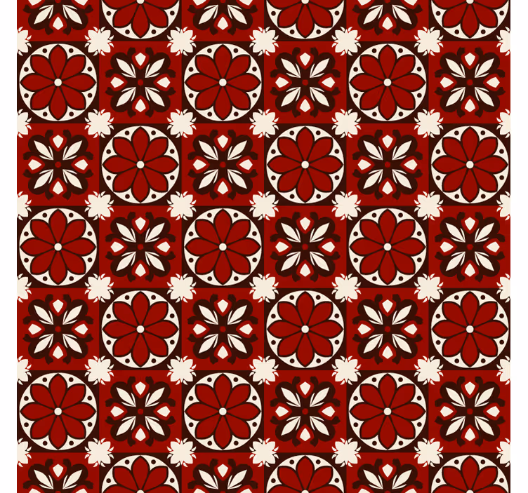 Persiana enrollable roja patrón de azulejos vintage - TenVinilo