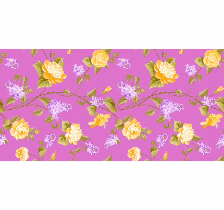 Persiana enrollable morada con patrón floral - TenVinilo