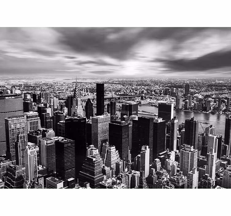 Persiana enrollable salón panorama de horizonte urbano - TenVinilo