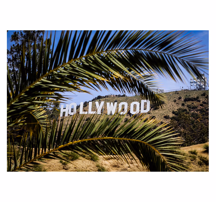 Persiana enrollable salón cartel de hollywood y árbol - TenVinilo