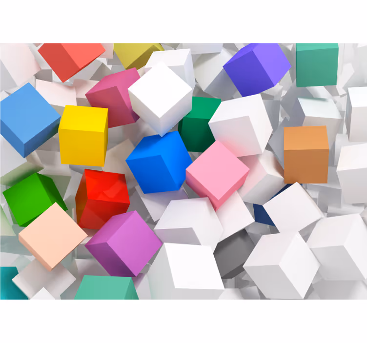 Persiana enrollable salón mural 3d cubos de colores - TenVinilo