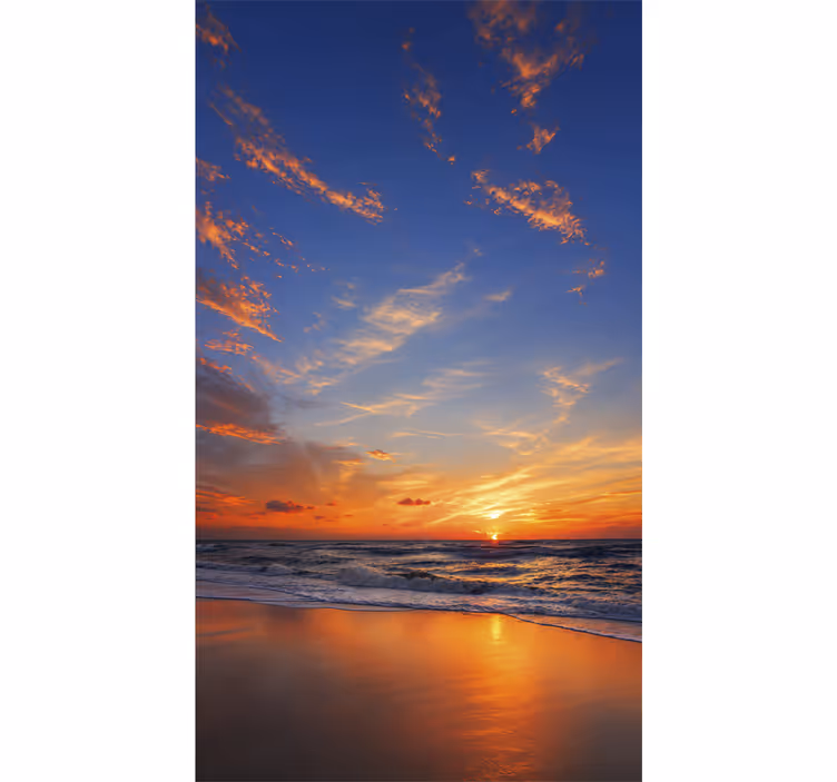 Persiana enrollable salón paisaje marítimo al atardecer - TenVinilo