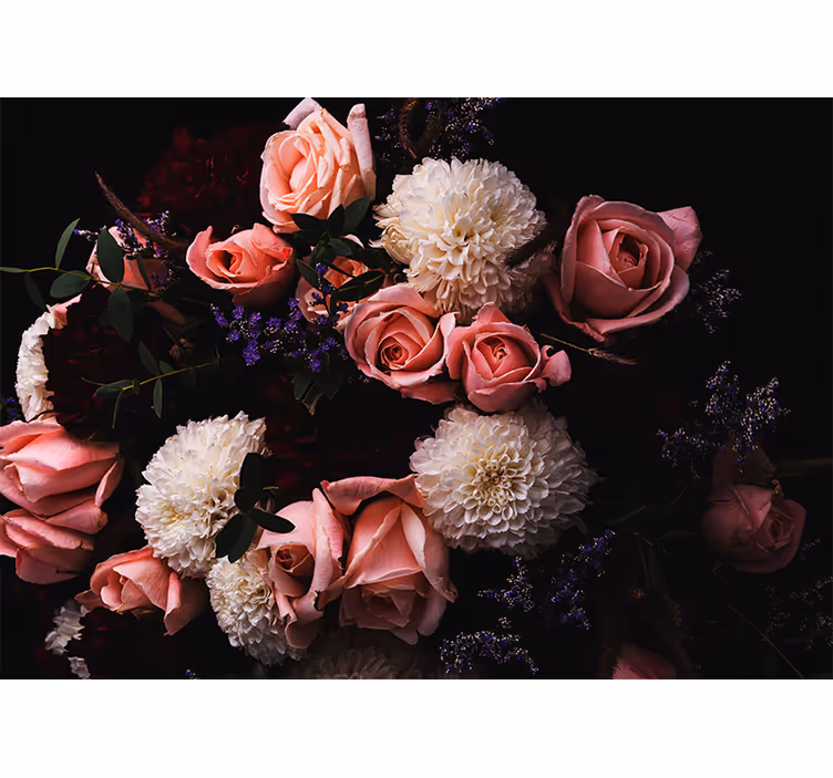 Persiana enrollable salón ramo de rosas rosas lujoso - TenVinilo