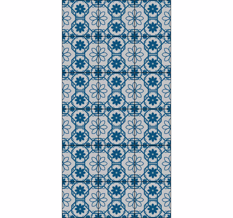 Persiana enrollable azul azulejo mosaico floral - TenVinilo