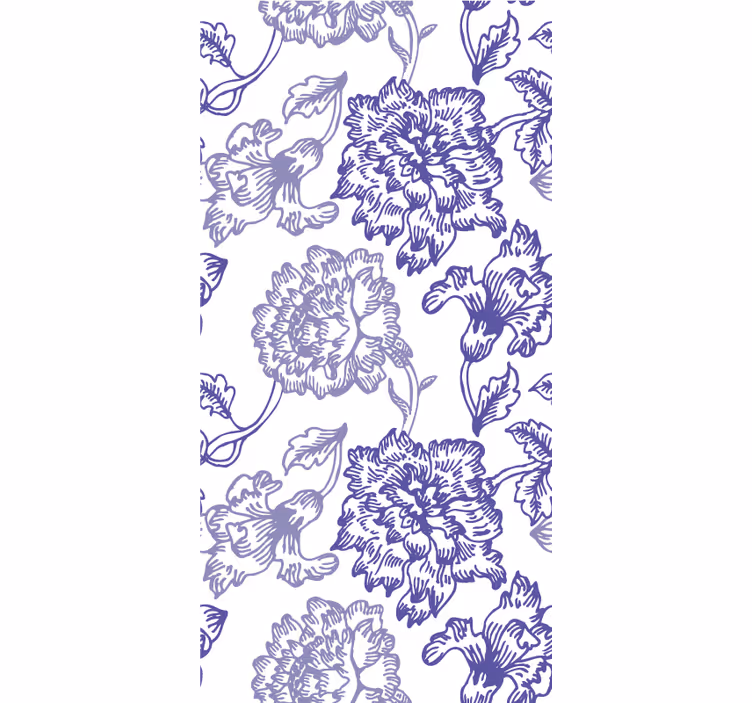 Persiana enrollable azul con patrones florales elegantes - TenVinilo