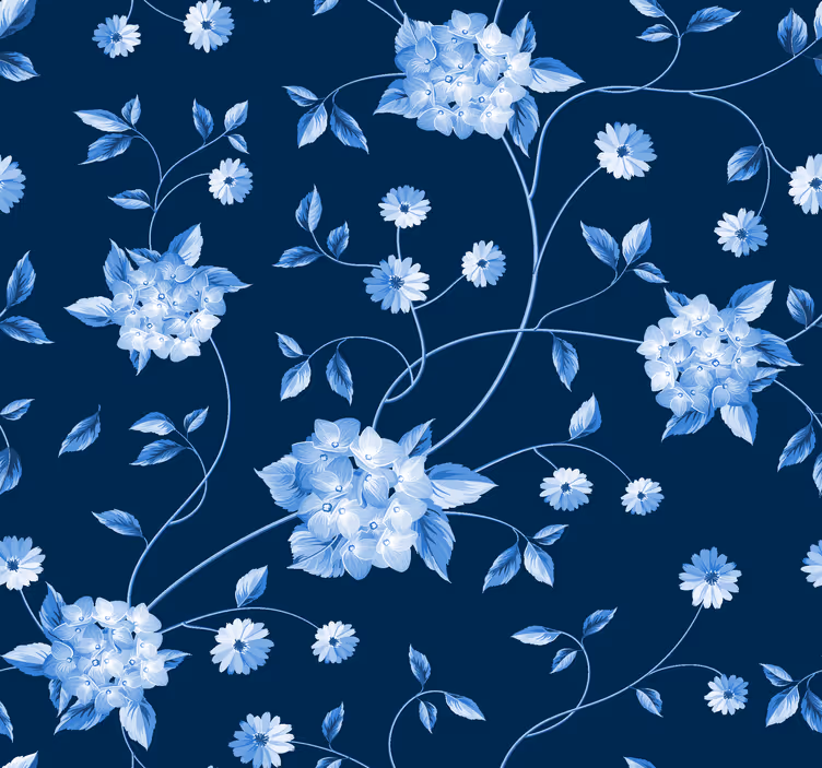 Persiana enrollable azul tallos de flores - TenVinilo