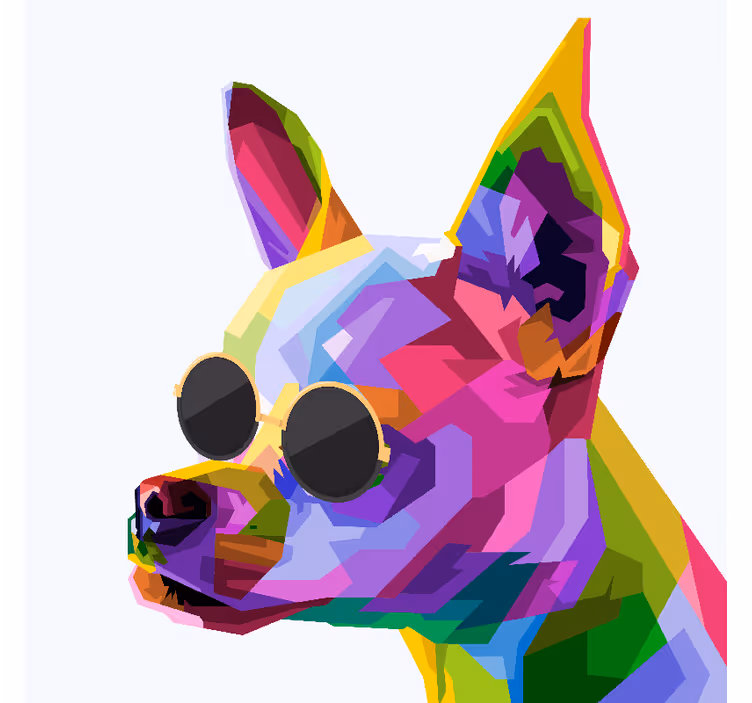 Persiana enrollable salón chihuahua multicolor con gafas - TenVinilo