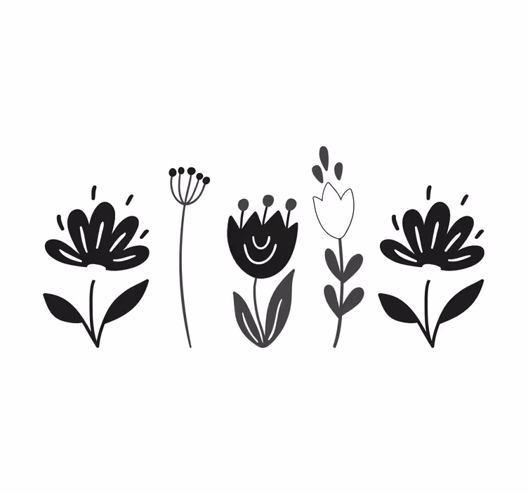 Persiana enrollable salón flores en blanco y negro - TenVinilo