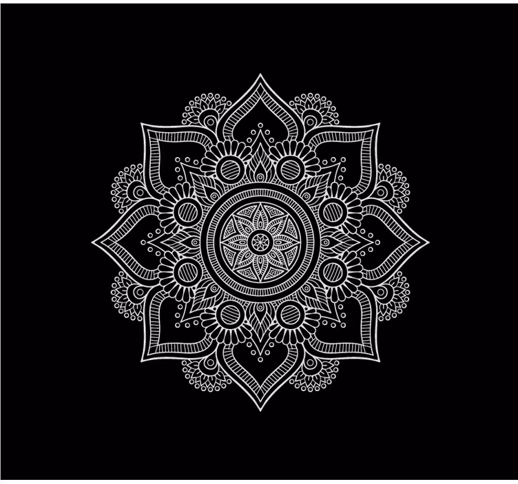Persiana enrollable salón mandala en blanco y negro - TenVinilo