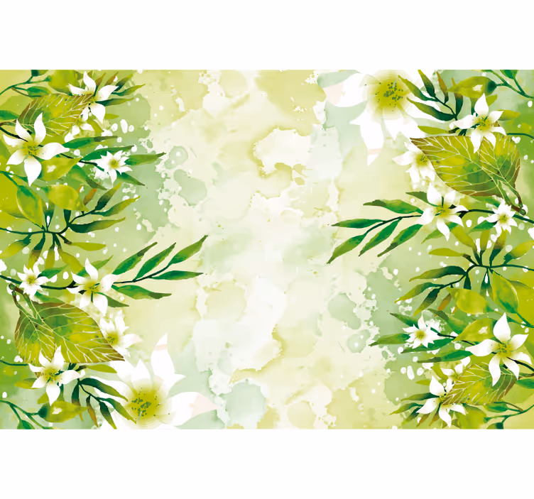 Persiana enrollable verde con motivos florales verdes - TenVinilo