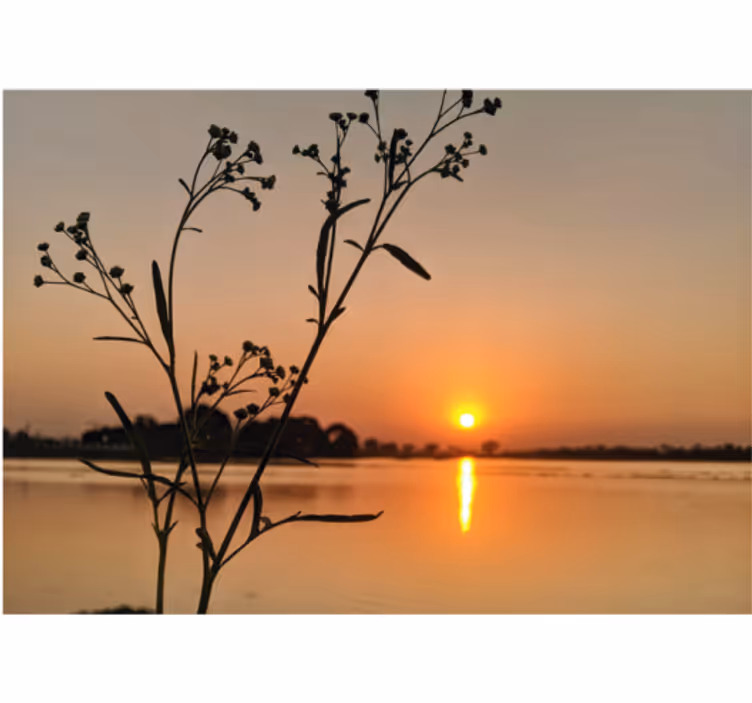 Persiana enrollable salón atardecer en el lago - TenVinilo